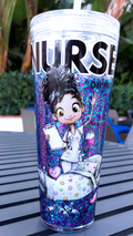 Hey Gorgeous N Co. 24 oz Nurse Acrylic Snow Globe Tumbler— Handmade Luxury Glitter Tumbler