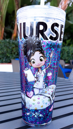 Hey Gorgeous N Co. 24 oz Nurse Acrylic Snow Globe Tumbler— Handmade Luxury Glitter Tumbler