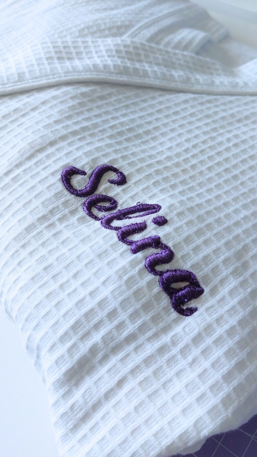 Hey Gorgeous N Co. customizable Embroidered Waffle Robe – Custom Luxury Lounge Robe