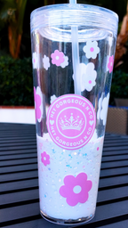 Hey Gorgeous N Co. Signature | 24 oz Lava Snow Globe Tumbler —Handmade Luxury Glitter Tumbler- Pastel Pink